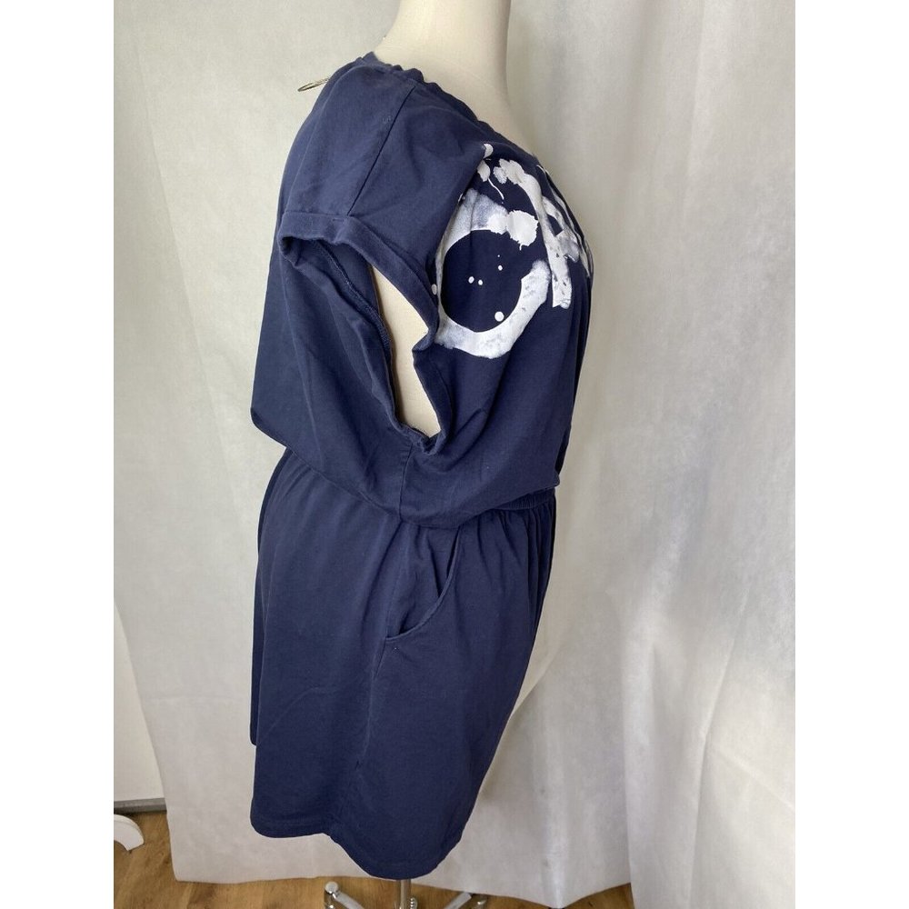 Calvin Klein Womens Casual Shirt Dress Navy Blue Spell Out Knee Length Size XXL - Picture 6 of 13